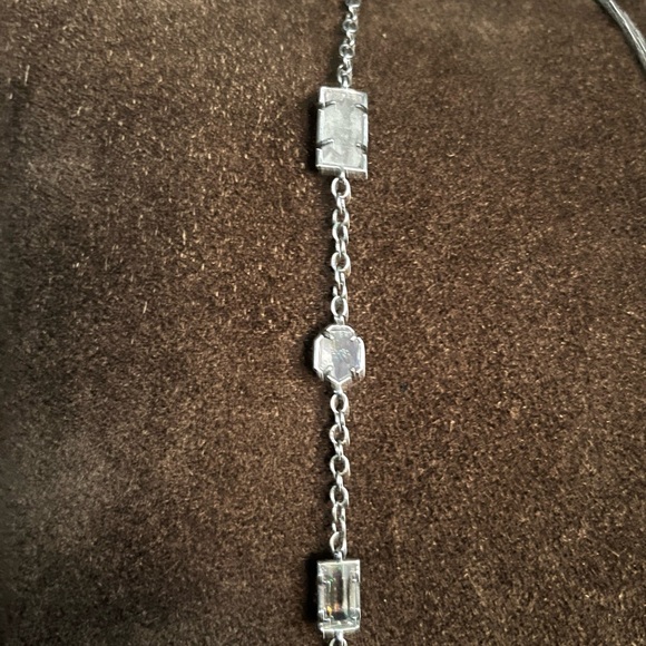 Kendra Scott Brand New Quartz Glass Gem Station Necklace Silvertone NWT - Picture 5 of 7